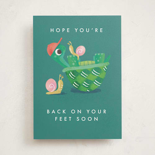 This is a turtle get well soon cards with standard by Leia Matt called brave little tortoise printing on signature in greeting cards