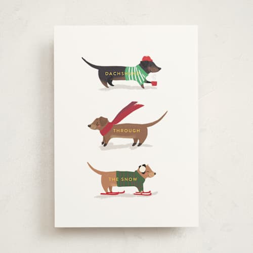 This is a frost greeting cards with standard by Itsy Belle Studio called dachshund through the snows printing on signature in greeting cards