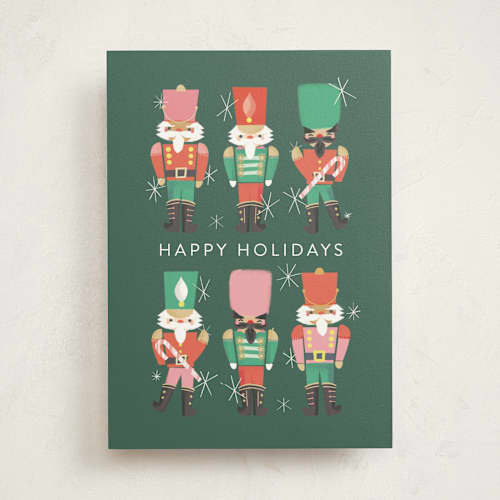This is a pine greeting cards with standard by Itsy Belle Studio called nutcrackers printing on signature in greeting cards
