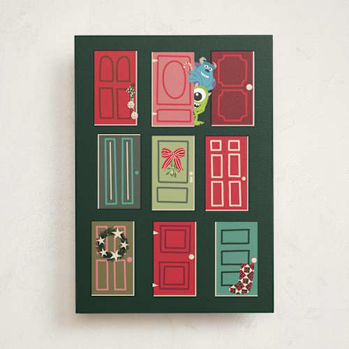 This is a evergreen greeting cards with standard by Baumbirdy called disney and pixar's holiday surprise printing on signature in greeting cards