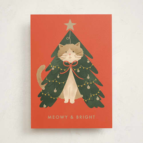 This is a winterberry greeting cards with standard by Bethan called tree cat printing on signature in greeting cards