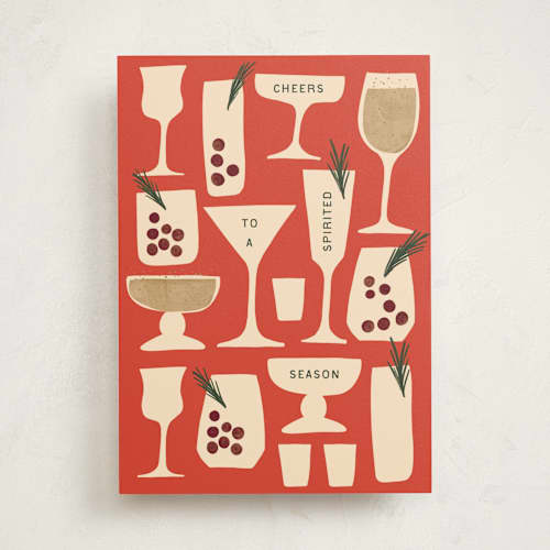 This is a scarlet greeting cards with standard by Inkblot Design called spirited printing on signature in greeting cards