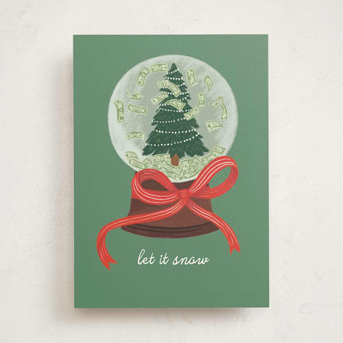 This is a prosperous pine greeting cards with standard by Alethea and Ruth called money globe printing on signature in greeting cards