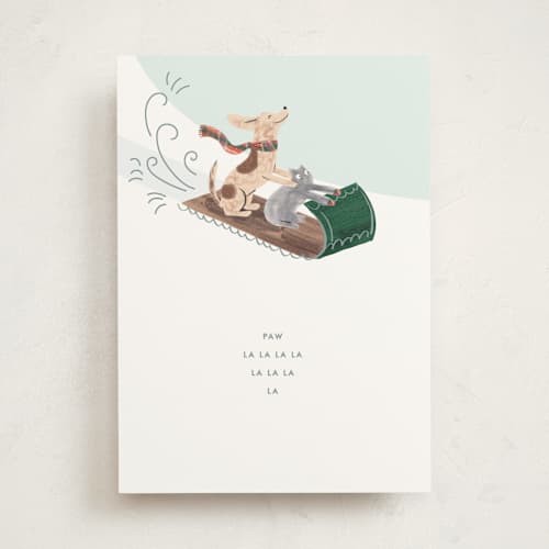 This is a snowfall greeting cards with standard by Baumbirdy called howl printing on signature in greeting cards