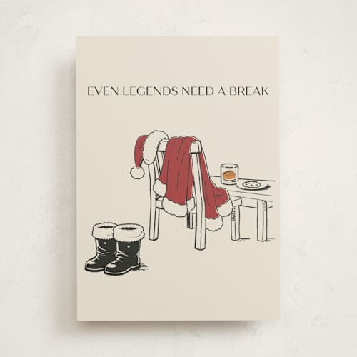 This is a cookie dough greeting cards with standard by Maddie Koenig called santa, off duty printing on signature in greeting cards