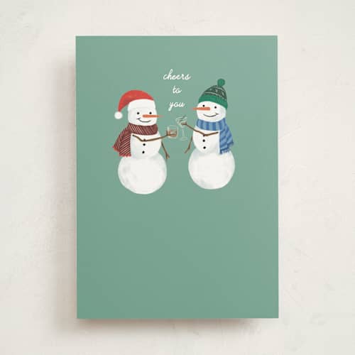 This is a turquoise greeting cards with standard by Alethea and Ruth called snowbody printing on signature in greeting cards