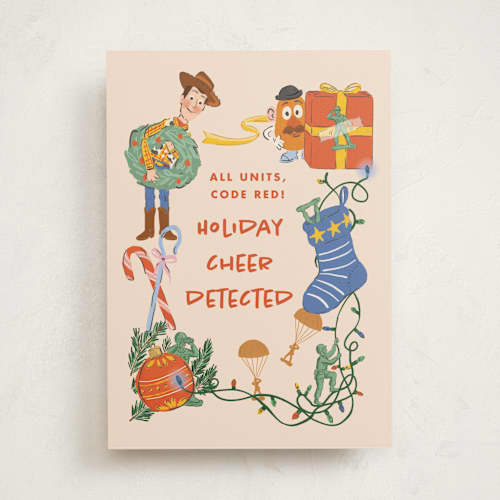 This is a holiday gifts greeting cards with standard by Corinne Malesic called disney and pixar’s toy story cheer printing on signature in greeting cards