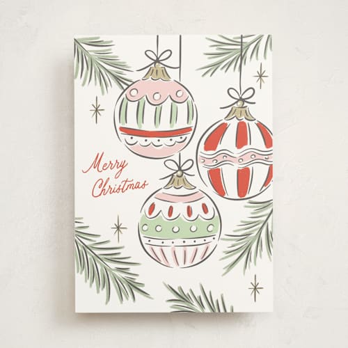 This is a ornaments greeting cards with standard by Erin German called bright ornaments printing on signature in greeting cards