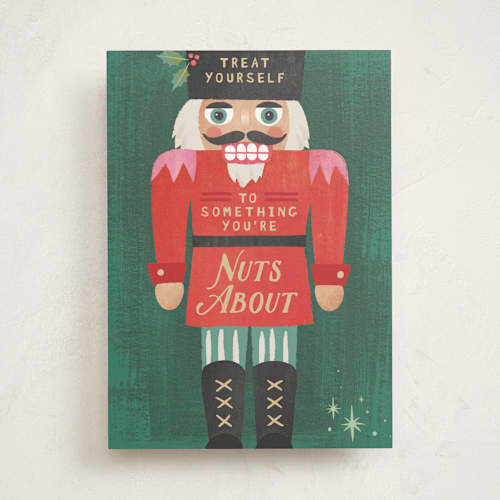 This is a island pine greeting cards with standard by Karidy Walker called festive nutcracker printing on signature in greeting cards