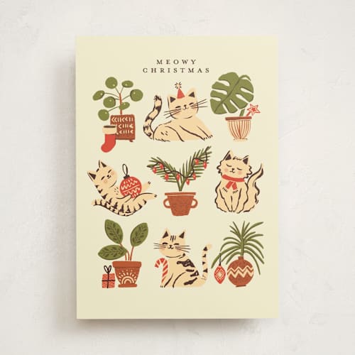 This is a canary greeting cards with standard by Vivian Yiwing called christmas with cats printing on signature in greeting cards