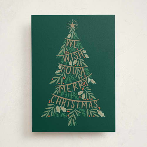 This is a evergreen greeting cards with standard by Alethea and Ruth called merry tree garland printing on signature in greeting cards