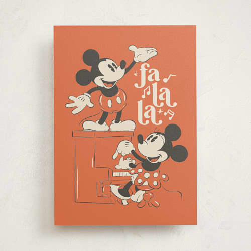 This is a terracotta greeting cards with standard by Sabrin Deirani called disney mickey’s vintage holiday melody printing on signature in greeting cards