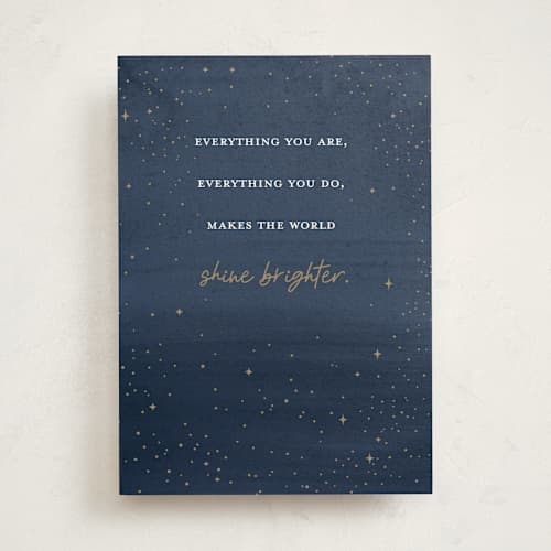 This is a midnight friendship cards with standard by Pixel and Hank called keep shining printing on signature in greeting cards