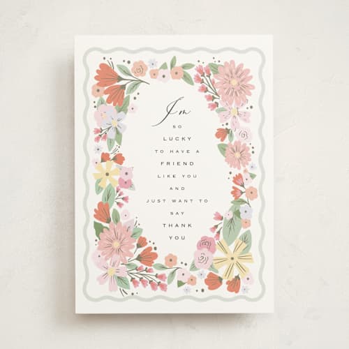 This is a bouquet friendship cards with standard by Hannah Williams called grateful floral printing on signature in greeting cards