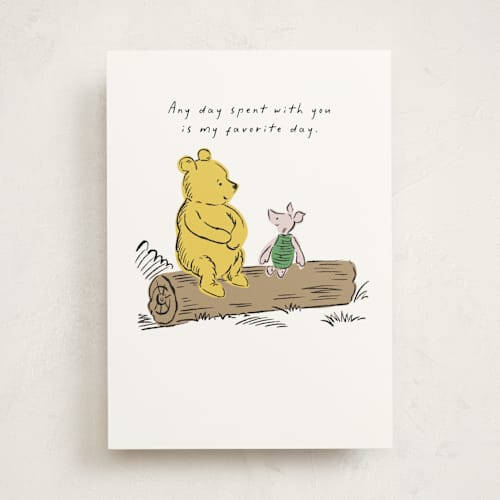 This is a sunflower friendship cards with standard by mo kelley called disney's winnie the pooh favorite day printing on signature in greeting cards