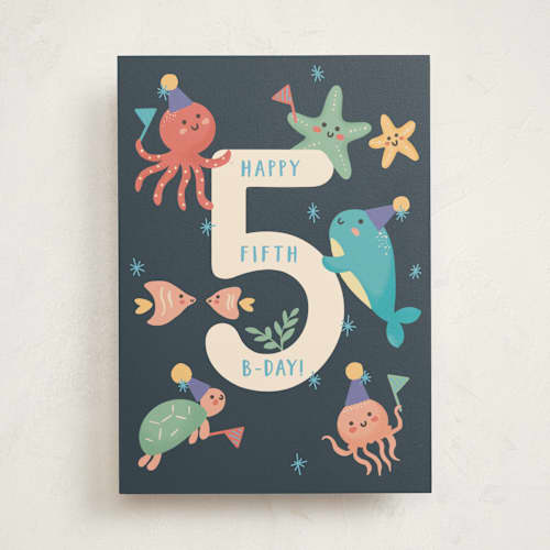 This is a sea birthday cards for kids with standard by Christy Hy Lee called under the sea printing on signature in greeting cards