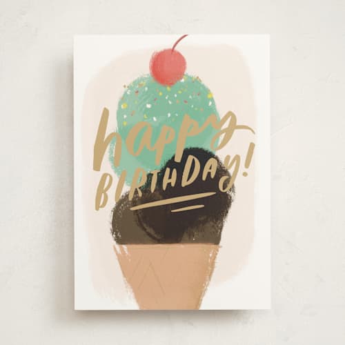 This is a wild mint birthday cards for kids with standard by Julie Murray called a sweet year printing on signature in greeting cards