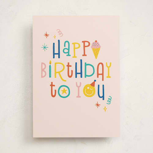 This is a coral birthday cards for kids with standard by Annie Holmquist called smile printing on signature in greeting cards