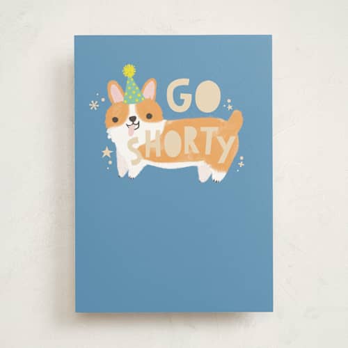 This is a sky birthday cards for kids with standard by Itsy Belle Studio called go shorty printing on signature in greeting cards