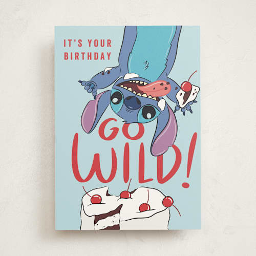 This is a aquamarine birthday cards for kids with standard by Lauren Jinhee called disney's go wild printing on signature in greeting cards