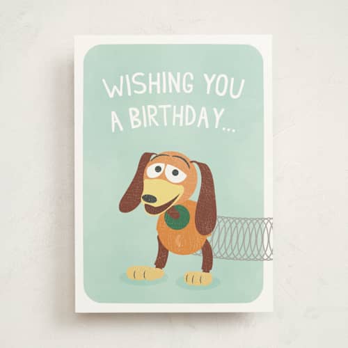 This is a mint birthday cards for kids with standard by Shannon Kohn called disney and pixar's wagnificent birthday printing on signature in greeting cards