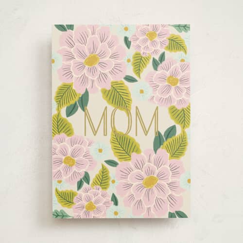 This is a blush mothers day cards with standard by Kiersten Garner called mom floral printing on signature in greeting cards