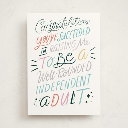 This is a crayon mothers day cards with standard by Hannah Williams called independent adult printing on signature in greeting cards