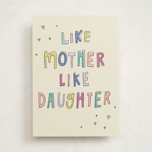 This is a rainbow mothers day cards with standard by Pixel and Hank called like mother like daughter printing on signature in greeting cards