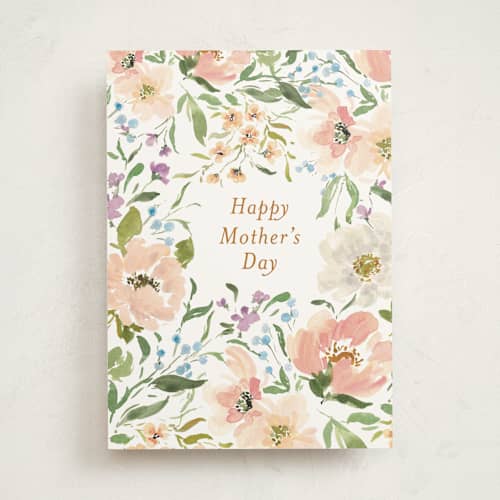 This is a garden mothers day cards with standard by Itsy Belle Studio called blushing botanical printing on signature in greeting cards