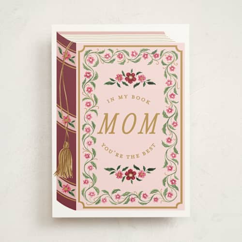 This is a peony mothers day cards with standard by Sarah Knight called book of mom printing on signature in greeting cards