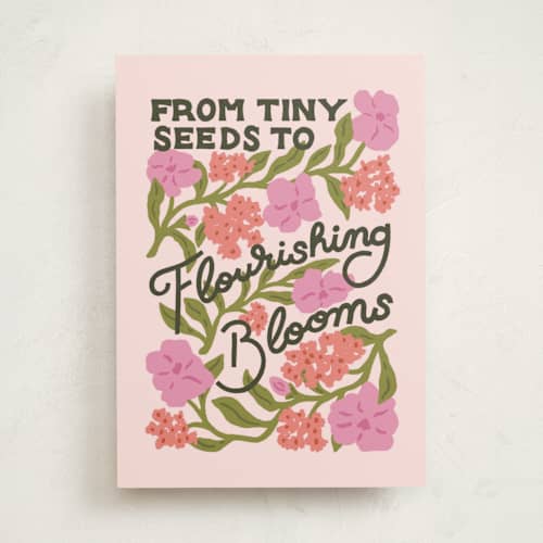This is a blossom mothers day cards with standard by Liz Kohler Brown called from seeds to blooms printing on signature in greeting cards