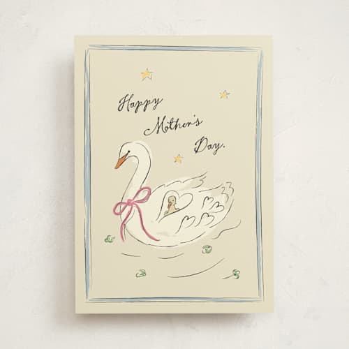 This is a seafoam mothers day cards with standard by Helena Vitto called swan mom printing on signature in greeting cards