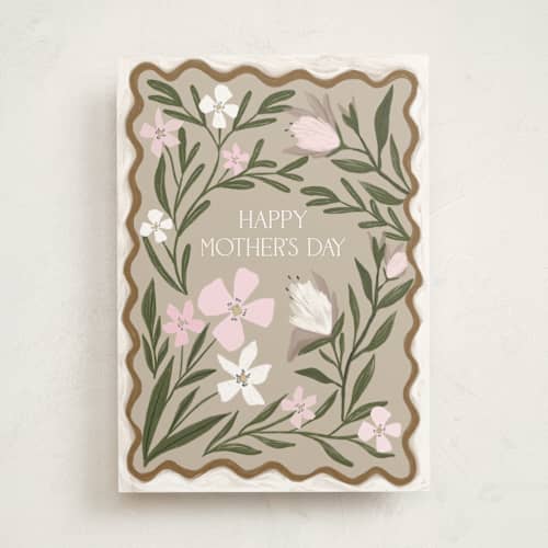 This is a moss mothers day cards with standard by Maja Cunningham called painted florals printing on signature in greeting cards