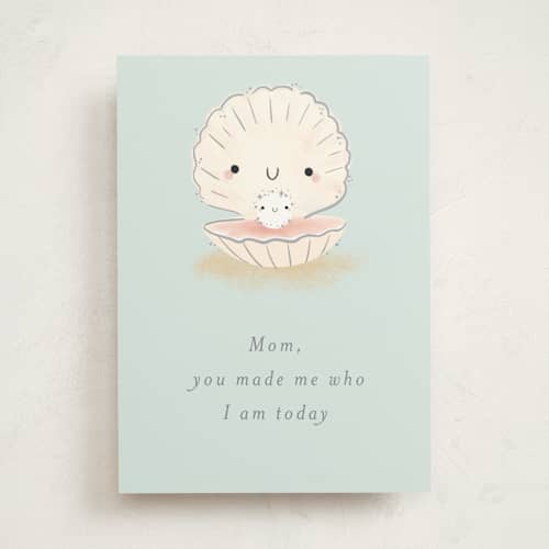 This is a seafoam mothers day cards with standard by Itsy Belle Studio called one shell of a mom printing on signature in greeting cards