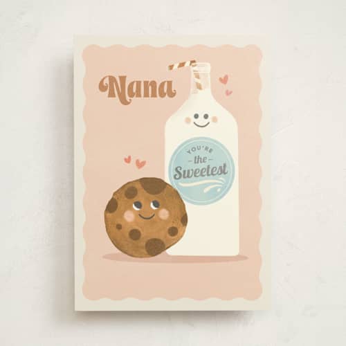 This is a coral mothers day cards with standard by Creo Study called sweetest nana printing on signature in greeting cards