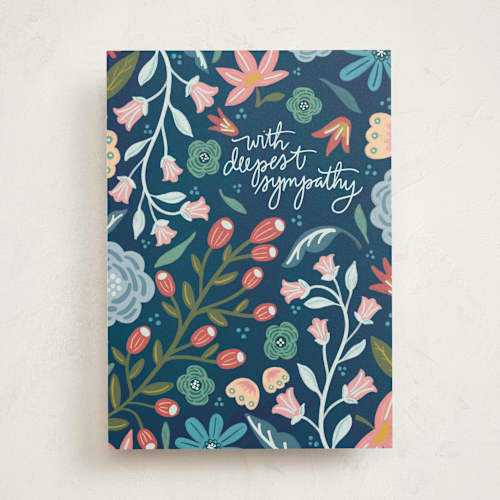 This is a cobalt sympathy cards with standard by Noonday Design called with deepest sympathy printing on signature in greeting cards