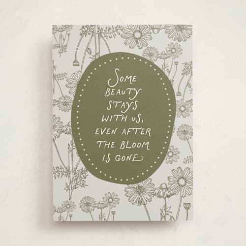 This is a moss sympathy cards with standard by Maja Cunningham called vintage blooms printing on signature in greeting cards