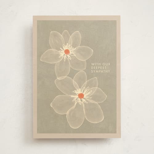 This is a stone sympathy cards with standard by Joanna Rosado called our deepest sympathy printing on signature in greeting cards