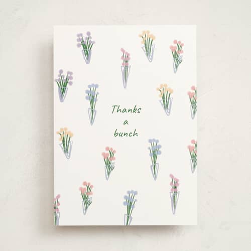 This is a petals greeting cards with standard by Huefete called a bunch of thanks printing on signature in greeting cards