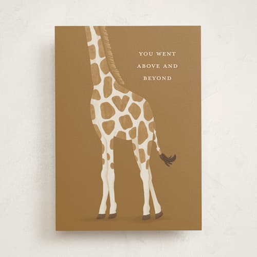 This is a fawn greeting cards with standard by Dawn Pope called above and beyond printing on signature in greeting cards