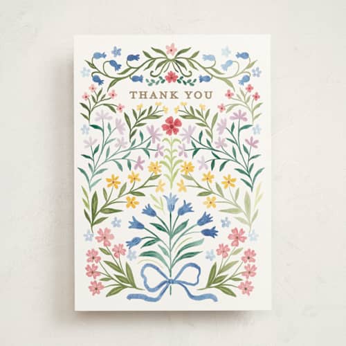 This is a bouquet greeting cards with standard by Petra Kern called folksy ty printing on signature in greeting cards