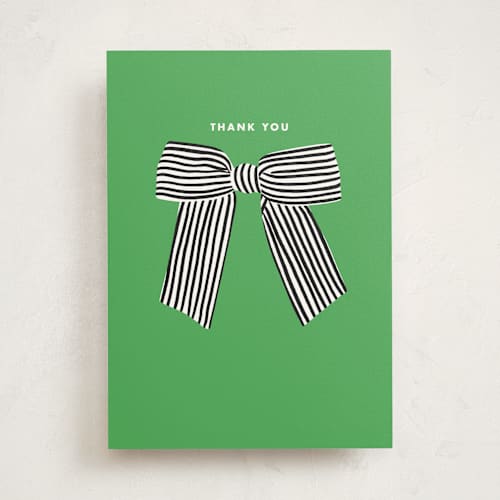 This is a moss greeting cards with standard by mo kelley called striped bow printing on signature in greeting cards