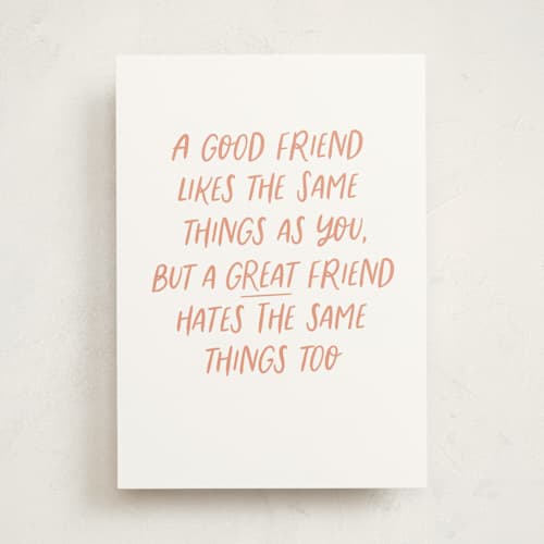 This is a cantaloupe greeting cards with standard by Robert and Stella called a great friend printing on signature in greeting cards