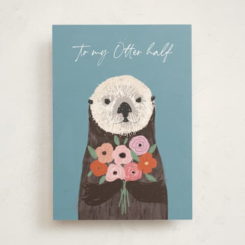 This is a sky valentines day cards with standard by Cass Loh called otter half printing on signature in greeting cards