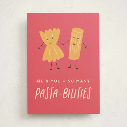 This is a tomato valentines day cards with standard by Ana Sharpe called all the pasta-bilities printing on signature in greeting cards