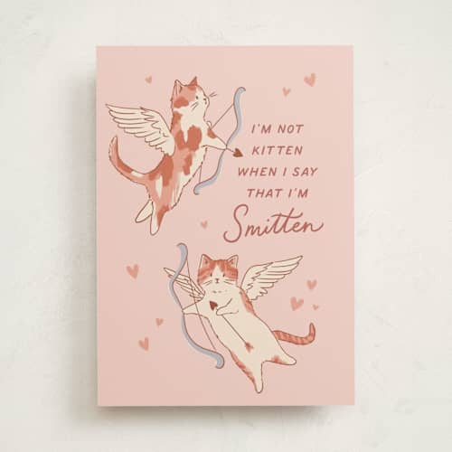 This is a petal valentines day cards with standard by Everett Paper Goods called smitten kitten printing on signature in greeting cards