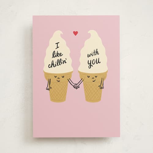This is a strawberry valentines day cards with standard by mo kelley called chillin' printing on signature in greeting cards