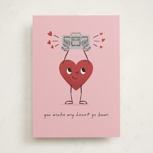 This is a blush valentines day cards with standard by mo kelley called boom printing on signature in greeting cards