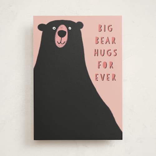 This is a jet black valentines day cards with standard by Alicia Abla called bear hugs printing on signature in greeting cards