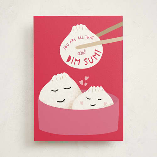 This is a magenta valentines day cards with standard by Jenna Holcomb called dim sum printing on signature in greeting cards